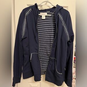 Sport Savvy Navy Blue Zip-Up Hoodie and shirt